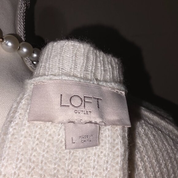 LOFT Outlet Pearl-Embellished Open Front Cardigan – Size L - Picture 5 of 6